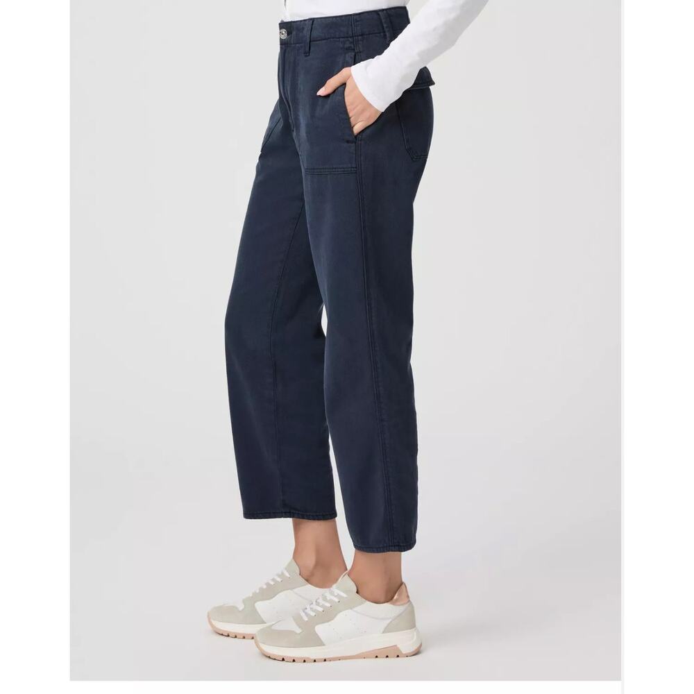 NWT PAIGE Kirby StraightLeg Jeans Vintage Dark Blue Utility Flap Pockets Size 27 - Picture 8 of 10
